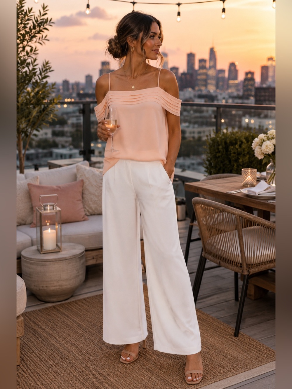 T by Alexander Wang 100% Silk Off Shoulder Cold Shoulder Blouse Peach Size 4